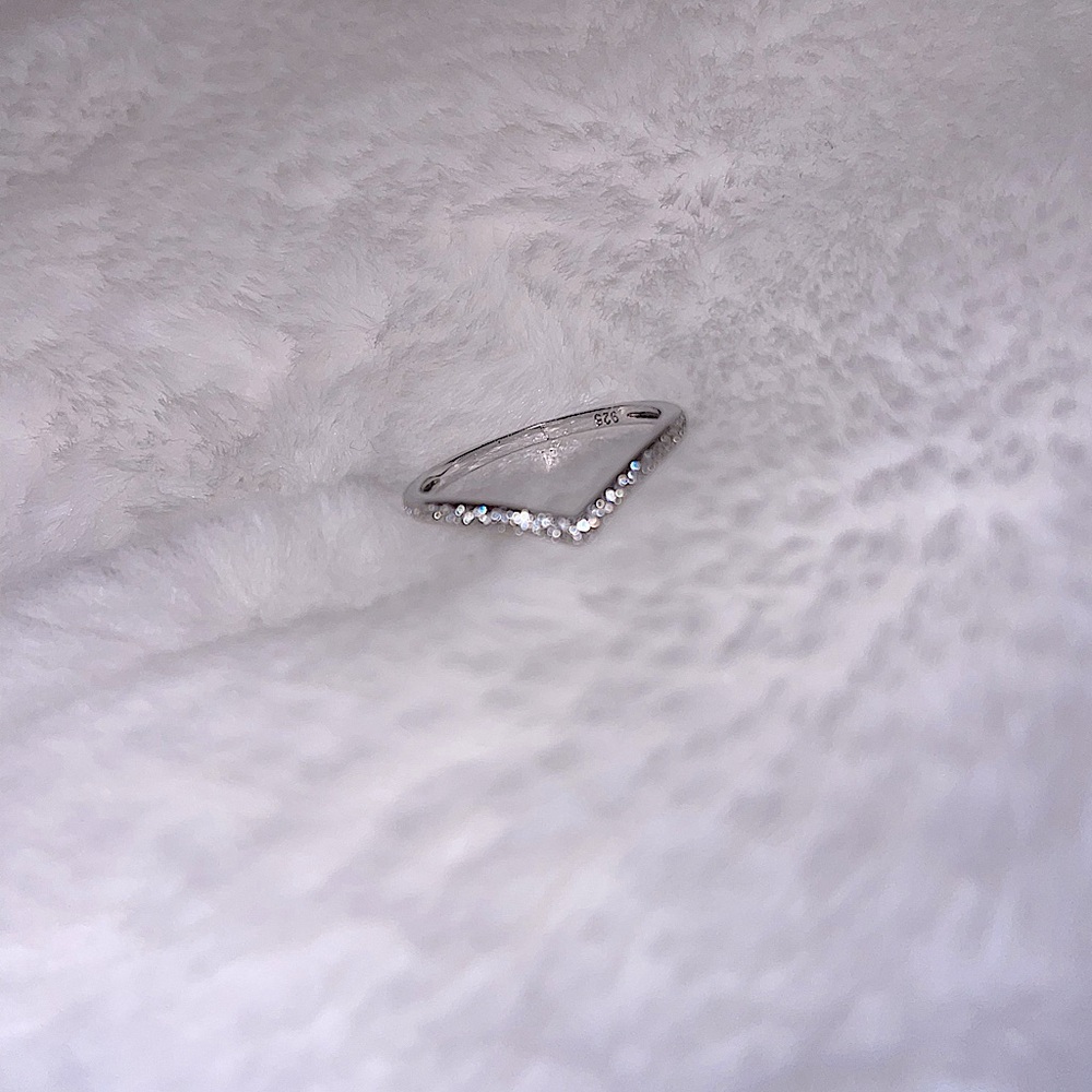 Sterling silver wishbone ring cubic zirconia size 5